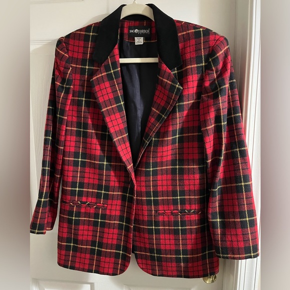 Vintage Wool Checkered Plaid Blazer - Picture 2 of 6